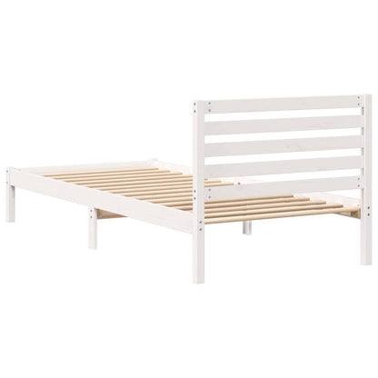 Rám Postele S Čelo Bílá 80 X 210 Cm Masivní Borové Dřevo