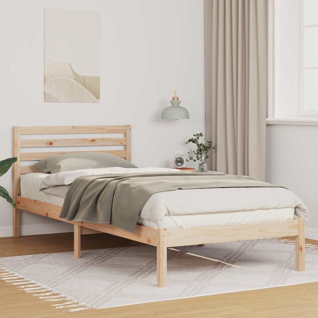 Rám Postele S Čelo Hnědá 90 X 210 Cm Masivní Borové Dřevo