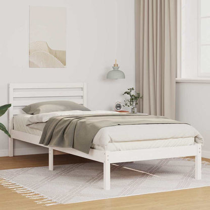 Rám Postele S Čelo Bílá 90 X 210 Cm Masivní Borové Dřevo