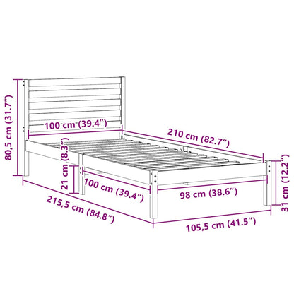 Rám Postele S Čelo Hnědá 100 X 210 Cm Masivní Borové Dřevo