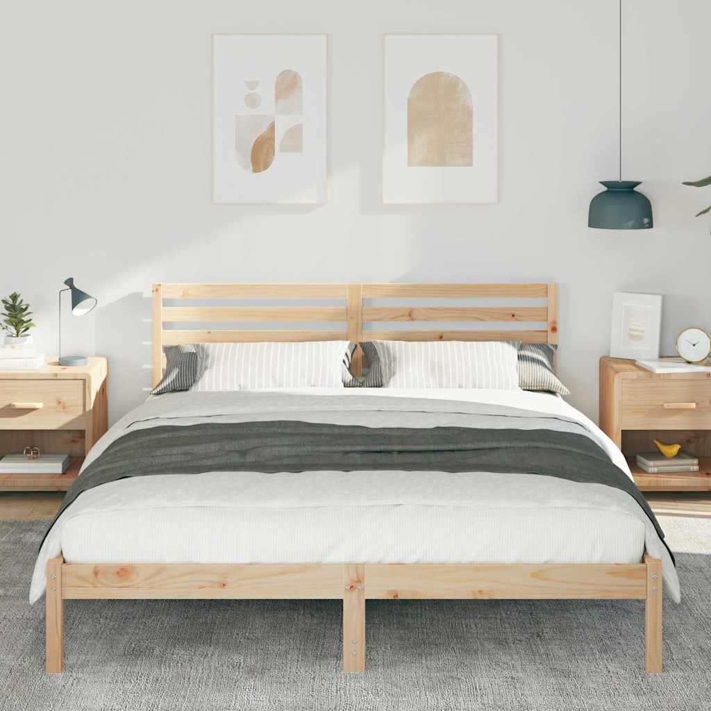 Rám Postele S Čelo Hnědá 160 X 210 Cm Masivní Borové Dřevo