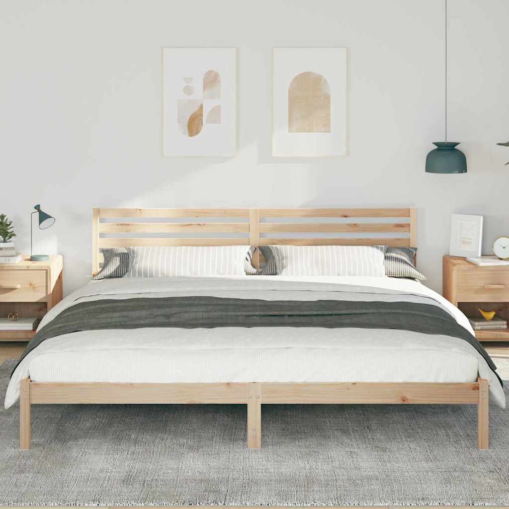 Rám Postele S Čelo Hnědá 180 X 210 Cm Masivní Borové Dřevo