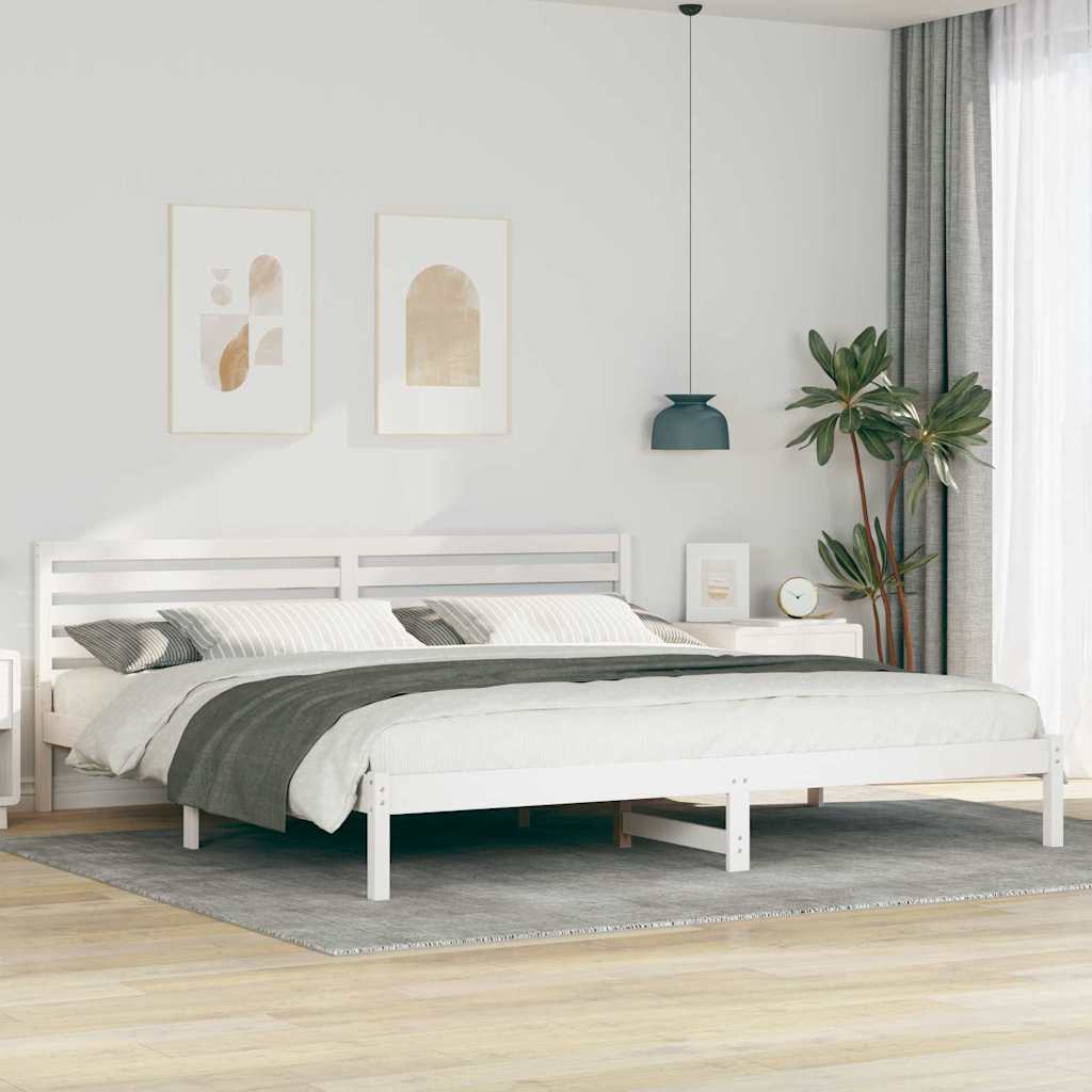 Rám Postele S Čelo Bílá 180 X 210 Cm Masivní Borové Dřevo