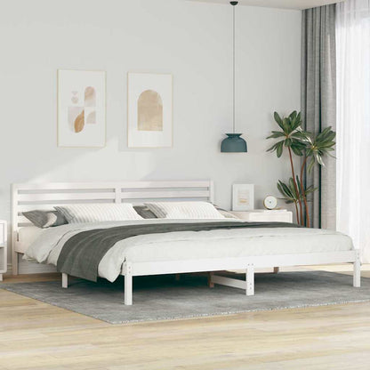 Rám Postele S Čelo Bílá 180 X 210 Cm Masivní Borové Dřevo
