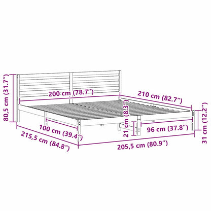 Rám Postele S Čelo Hnědá 200 X 210 Cm Masivní Borové Dřevo