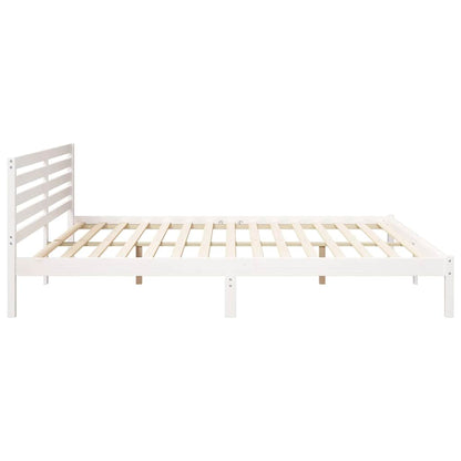 Rám Postele S Čelo Bílá 200 X 210 Cm Masivní Borové Dřevo