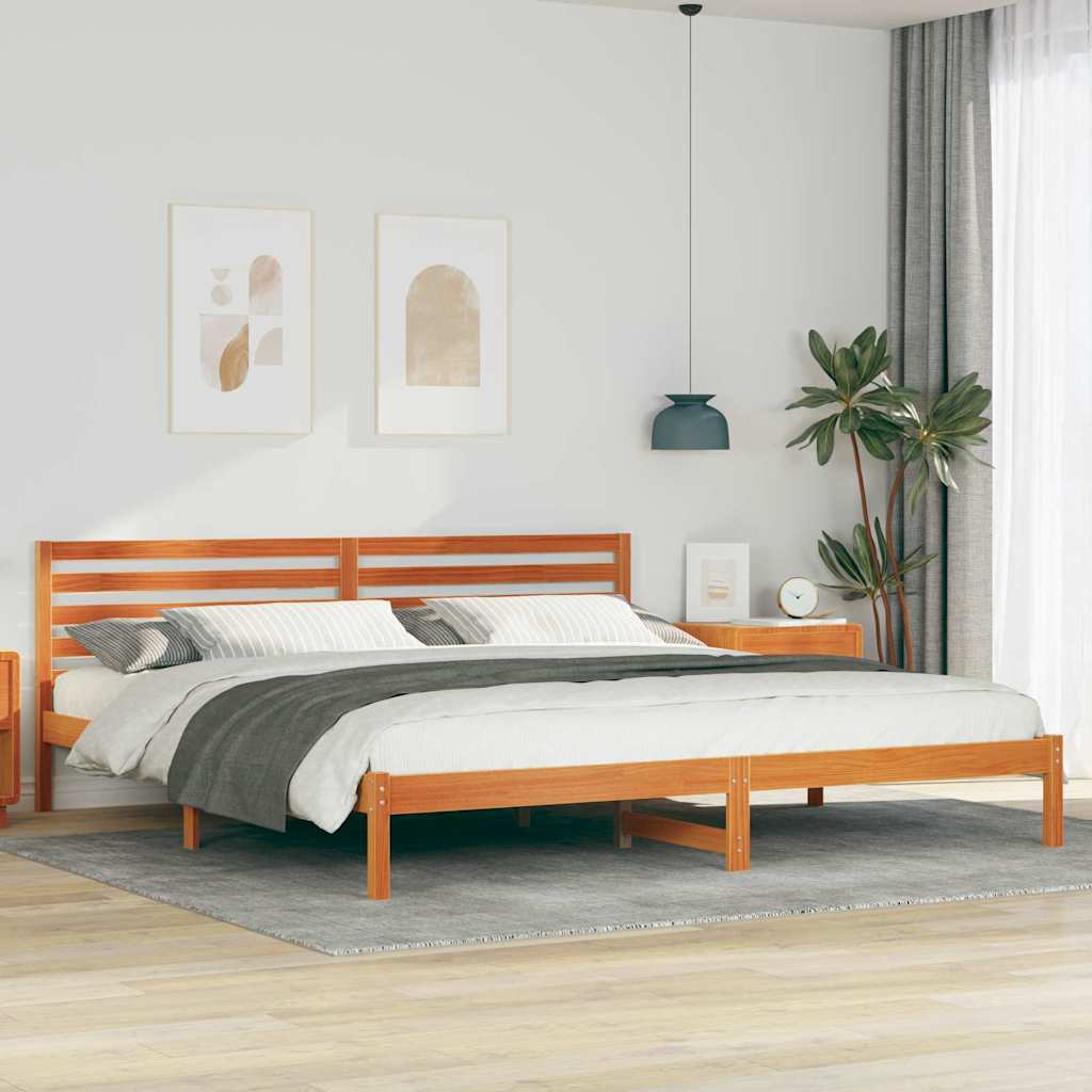 Rám Postele Voskově Hnědá 200 X 210 Cm Masivní Borové Dřevo