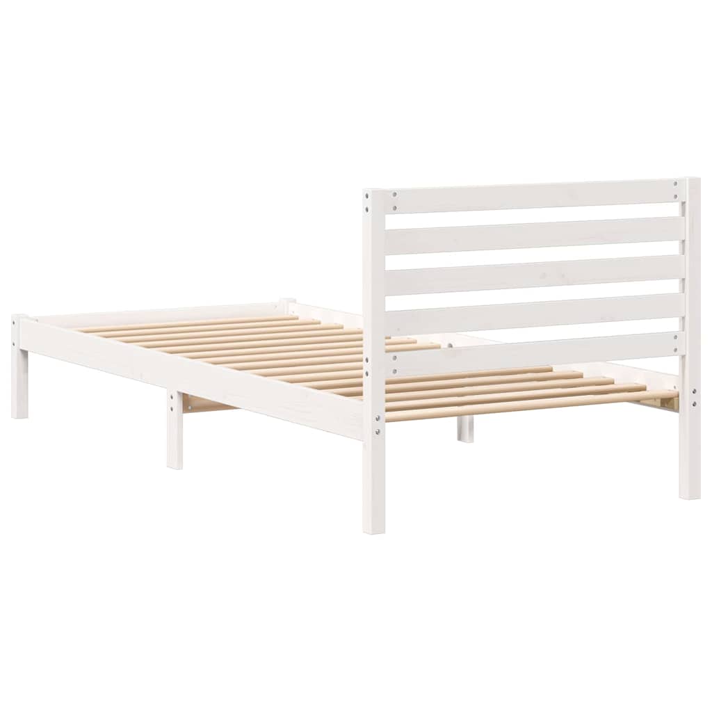 Rám Postele S Čelo Bílá 80 X 220 Cm Masivní Borové Dřevo