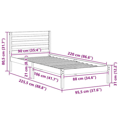 Rám Postele Voskově Hnědá 90 X 220 Cm Masivní Borové Dřevo
