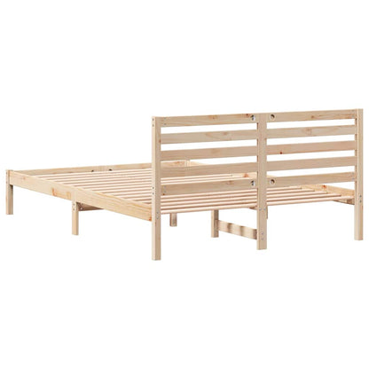 Rám Postele S Čelo Hnědá 140 X 220 Cm Masivní Borové Dřevo