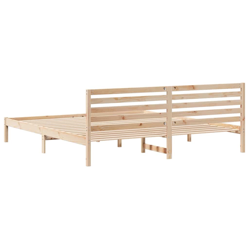 Rám Postele S Čelo Hnědá 180 X 220 Cm Masivní Borové Dřevo