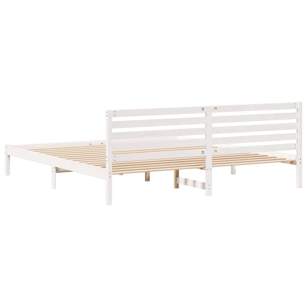 Rám Postele S Čelo Bílá 180 X 220 Cm Masivní Borové Dřevo