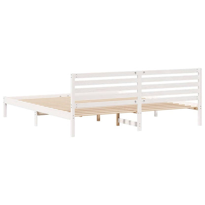 Rám Postele S Čelo Bílá 180 X 220 Cm Masivní Borové Dřevo