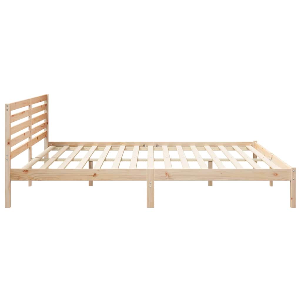 Rám Postele S Čelo Hnědá 200 X 220 Cm Masivní Borové Dřevo