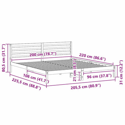 Rám Postele S Čelo Hnědá 200 X 220 Cm Masivní Borové Dřevo