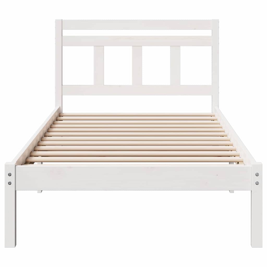 Rám Postele Bílá 100 X 200 Cm Masivní Borové Dřevo