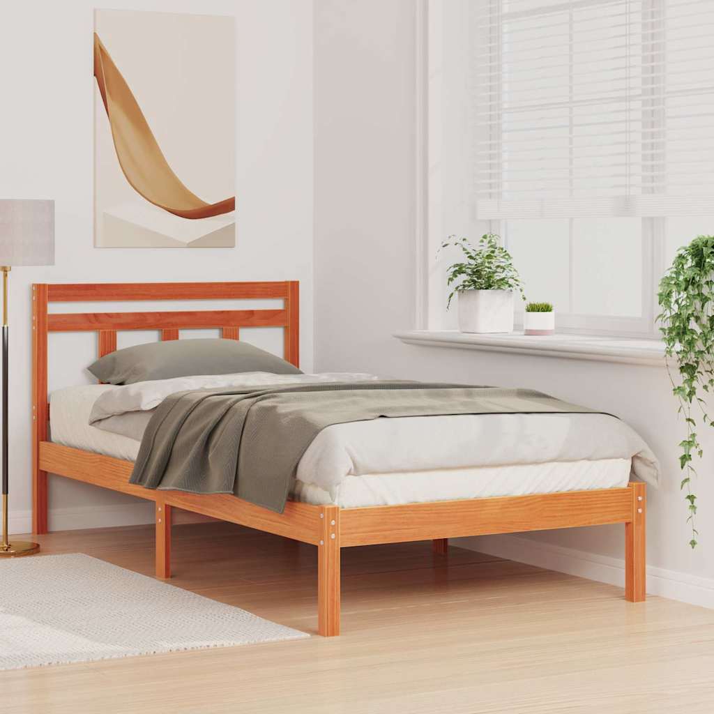 Rám Postele Hnědá 100 X 200 Cm Masivní Borové Dřevo