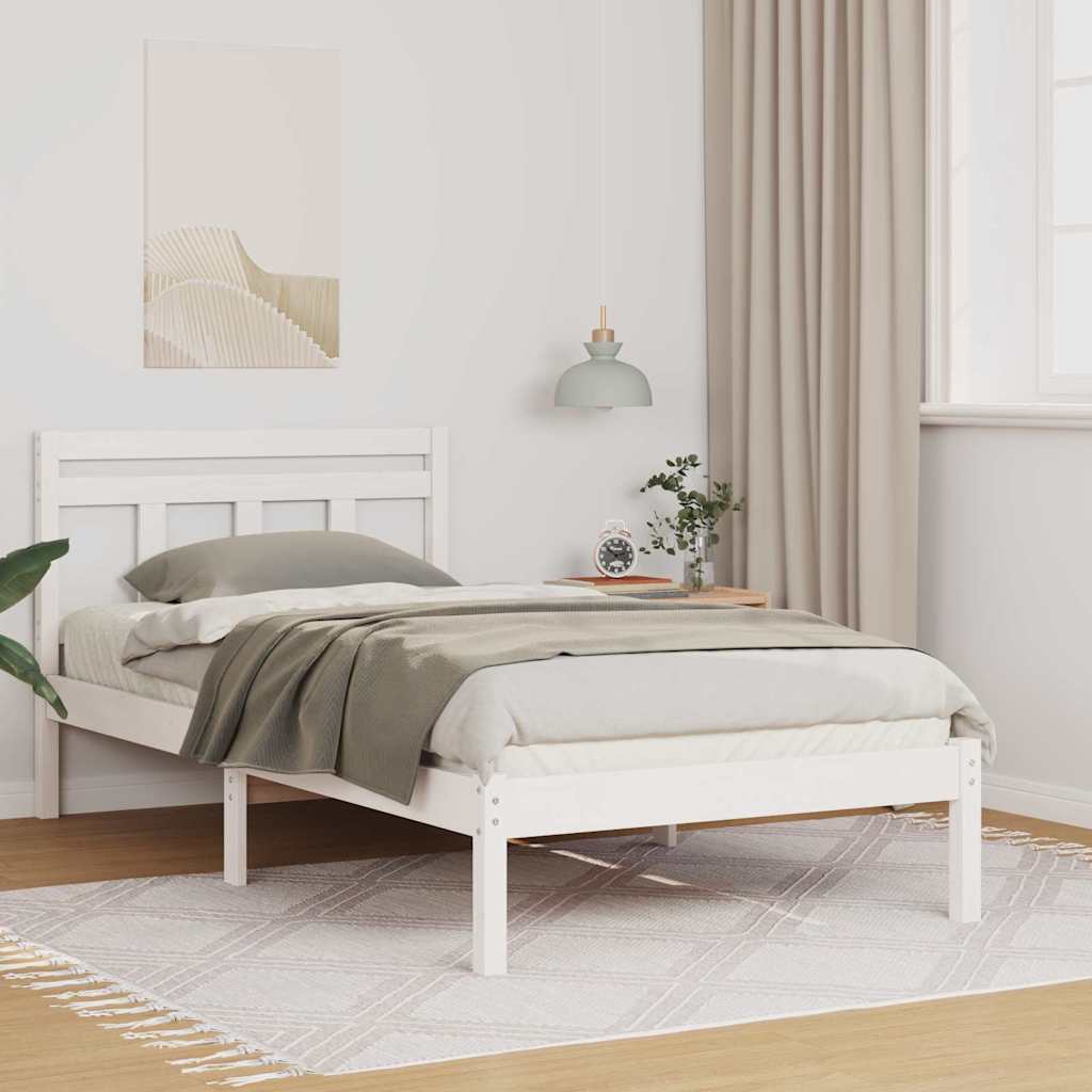 Rám Postele Bílá 75 X 190 Cm Masivní Borové Dřevo