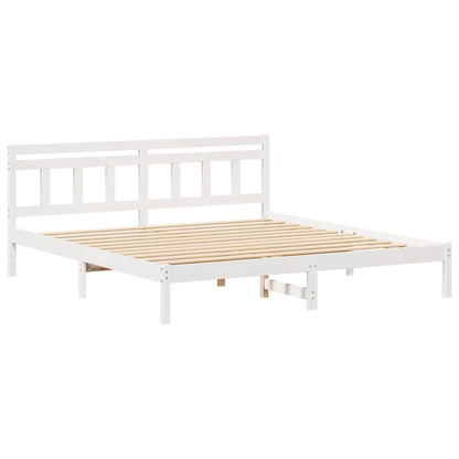 Rám Postele Bílá 200 X 200 Cm Masivní Borové Dřevo