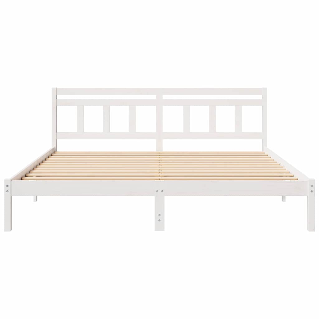Rám Postele Bílá 200 X 200 Cm Masivní Borové Dřevo