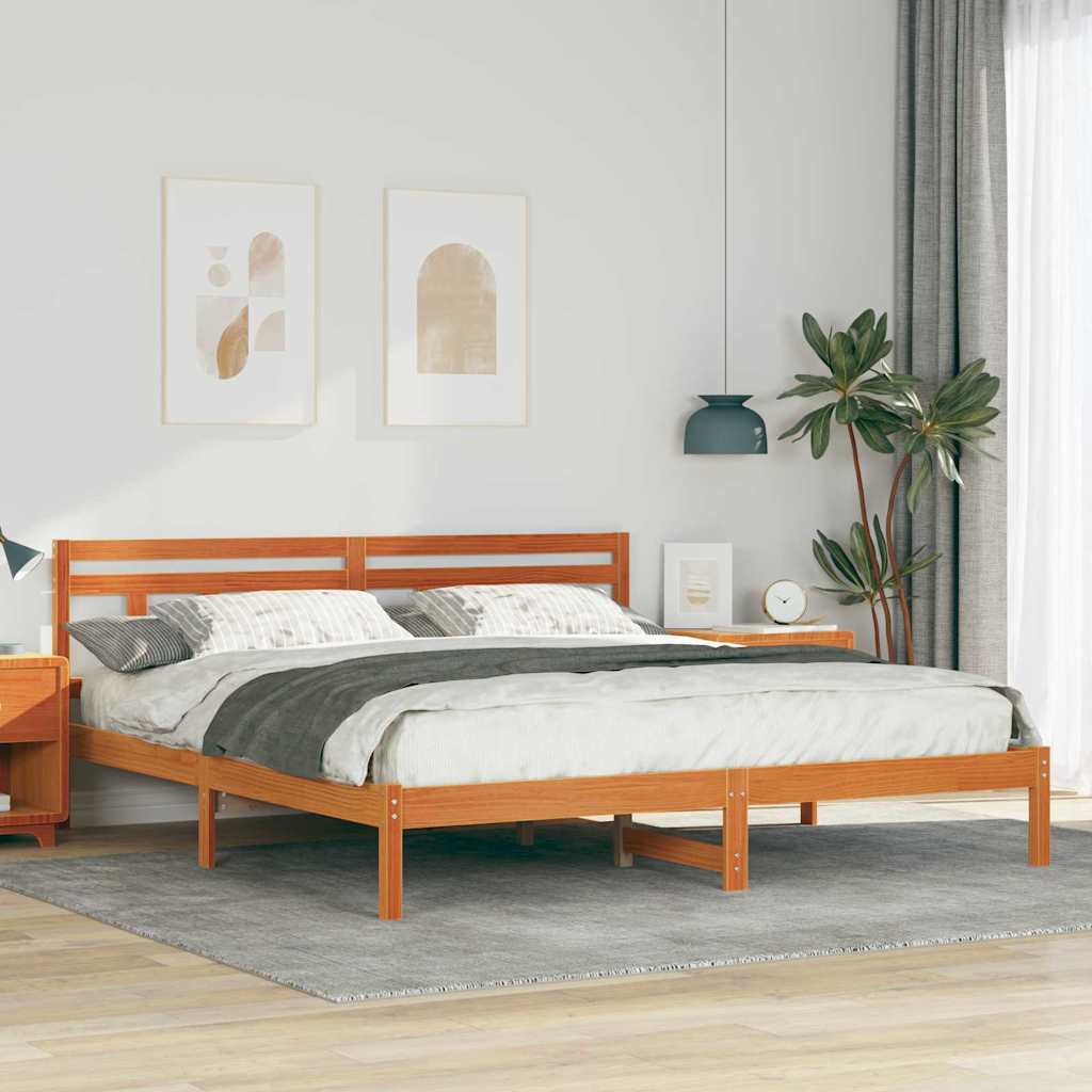 Rám Postele Hnědá 200 X 200 Cm Masivní Borové Dřevo