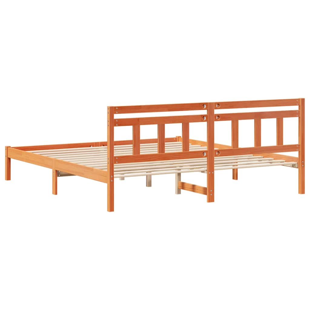 Rám Postele Hnědá 200 X 200 Cm Masivní Borové Dřevo