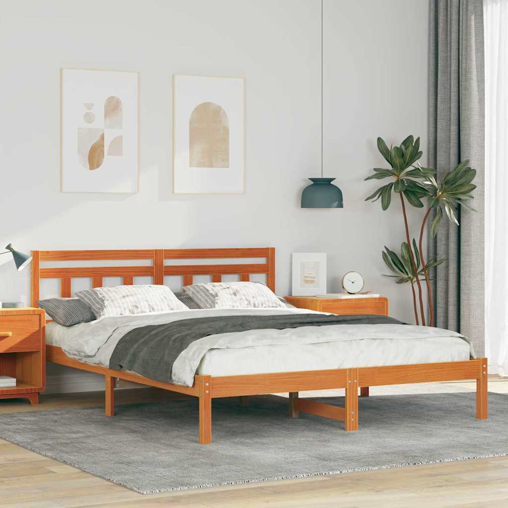 Rám Postele Hnědá 160 X 200 Cm Masivní Borové Dřevo