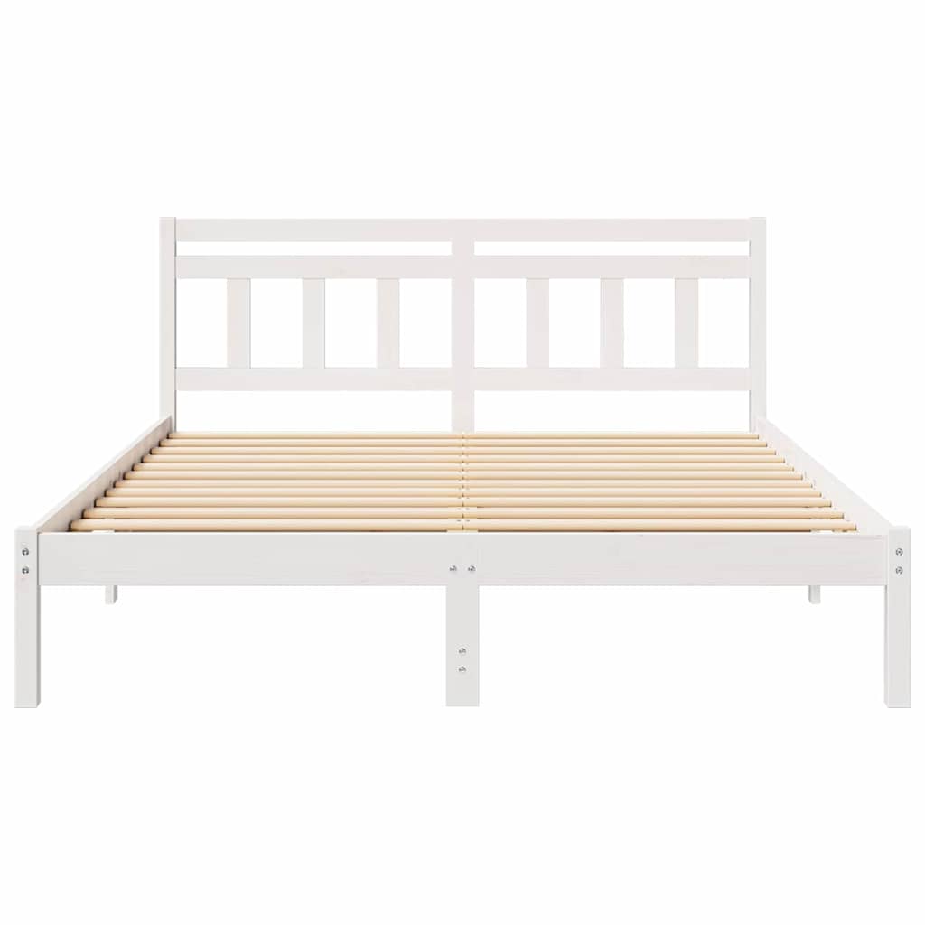 Rám Postele Bílá 150 X 200 Cm Masivní Borové Dřevo