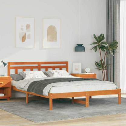Rám Postele Hnědá 150 X 200 Cm Masivní Borové Dřevo