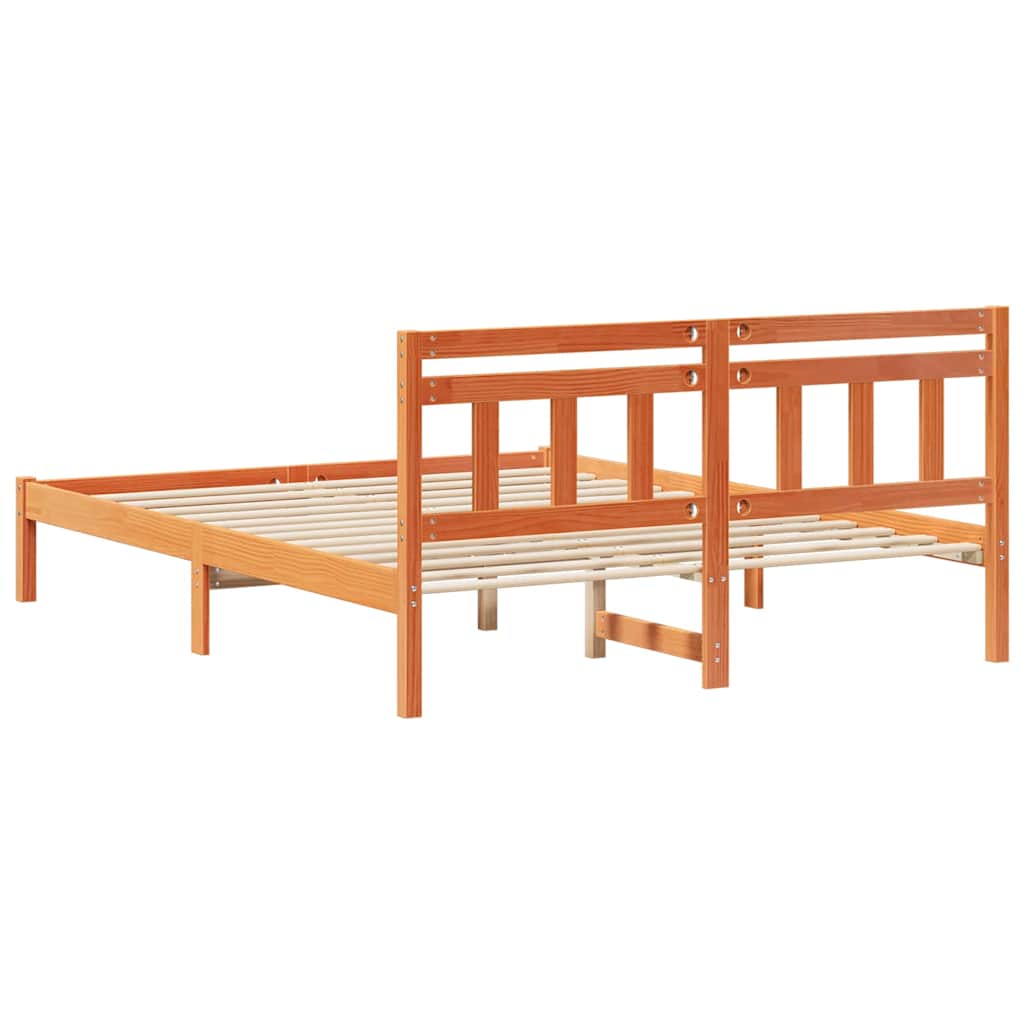 Rám Postele Hnědá 150 X 200 Cm Masivní Borové Dřevo