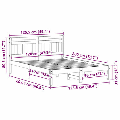 Rám Postele Hnědá 120 X 200 Cm Masivní Borové Dřevo