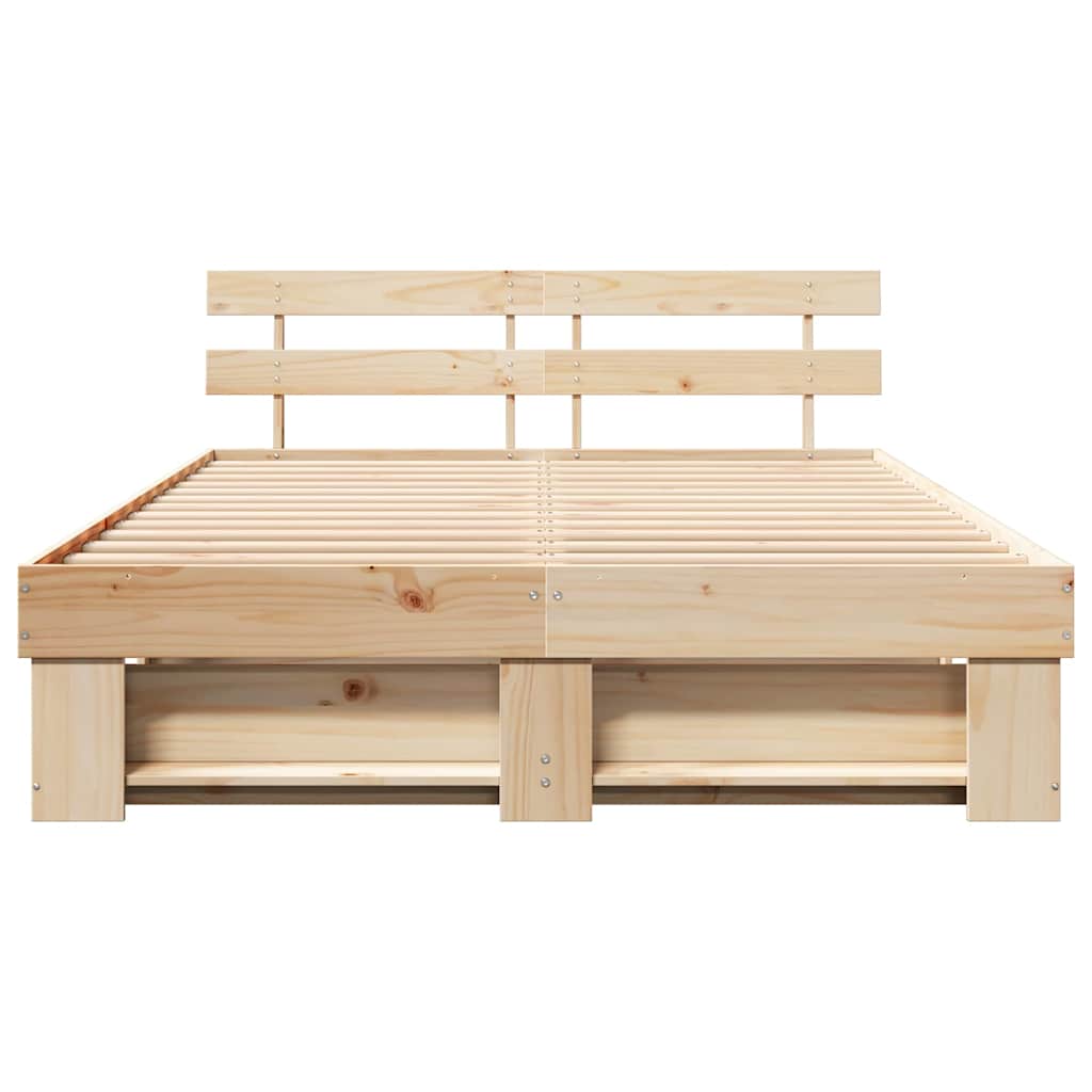 Rám Postele S Čelo Hnědá 160 X 200 Cm Masivní Borové Dřevo