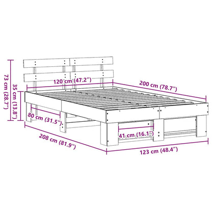 Rám Postele S Čelo Hnědá 120 X 200 Cm Masivní Borové Dřevo
