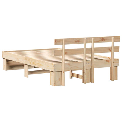 Rám Postele S Čelo Hnědá 140 X 190 Cm Masivní Borové Dřevo