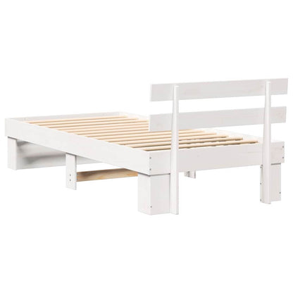 Rám Postele S Čelo Bílá 80 X 200 Cm Masivní Borové Dřevo