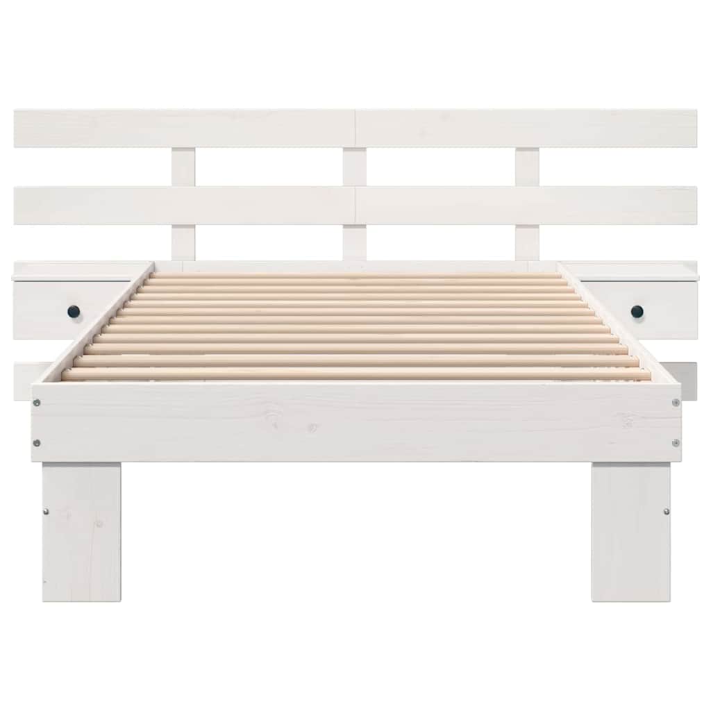 Rám Postele S Čelo Bílá 100 X 200 Cm Masivní Borové Dřevo