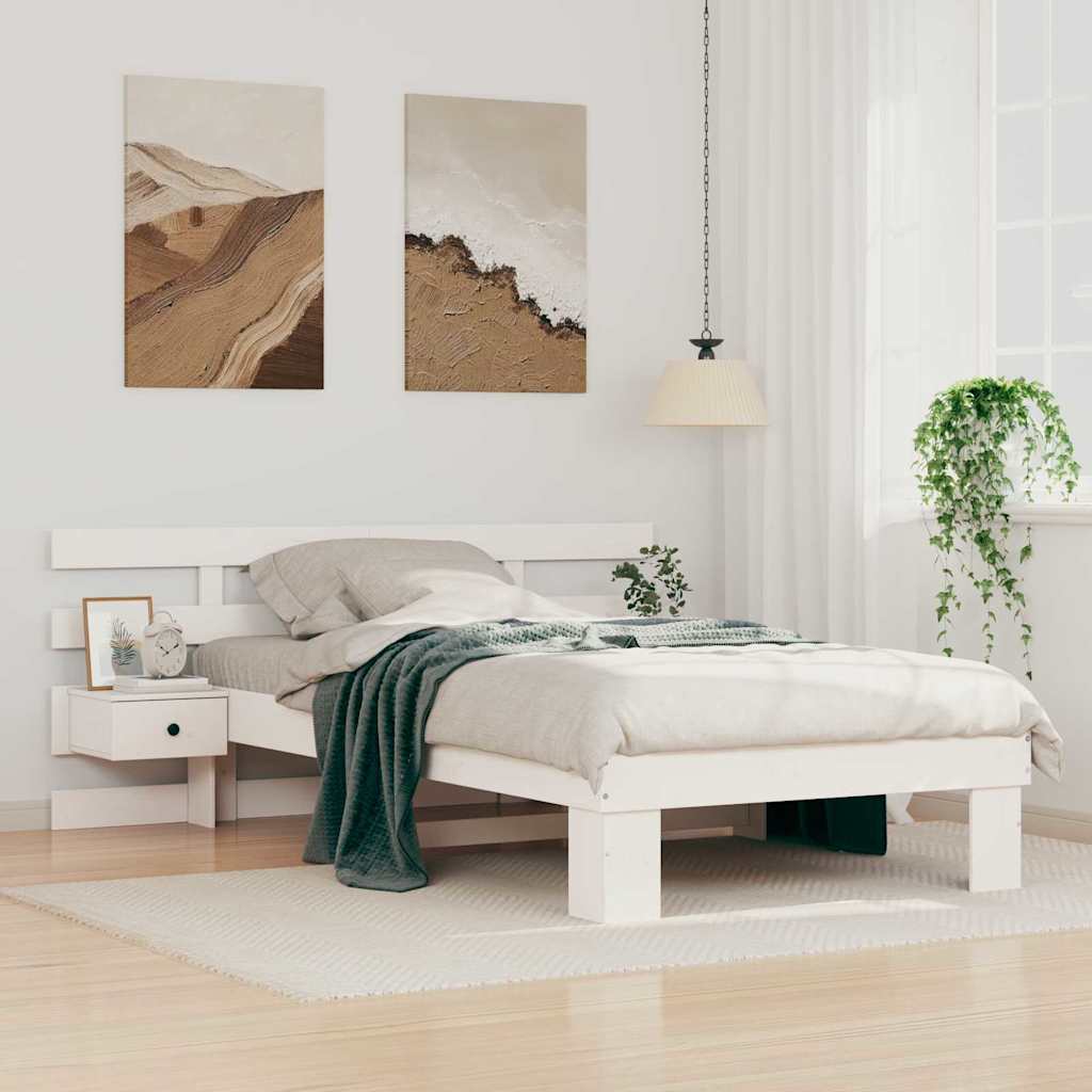 Rám Postele S Čelo Bílá 80 X 200 Cm Masivní Borové Dřevo