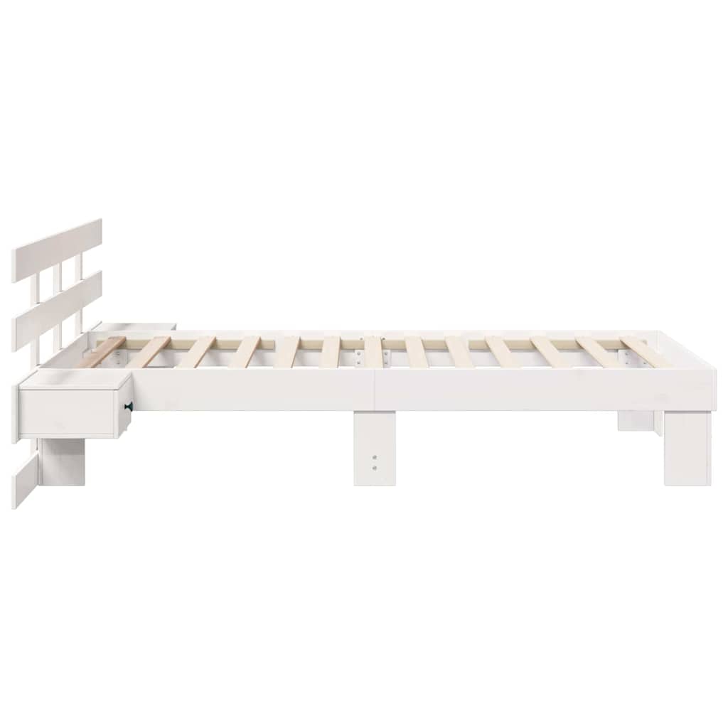 Rám Postele S Čelo Bílá 80 X 200 Cm Masivní Borové Dřevo