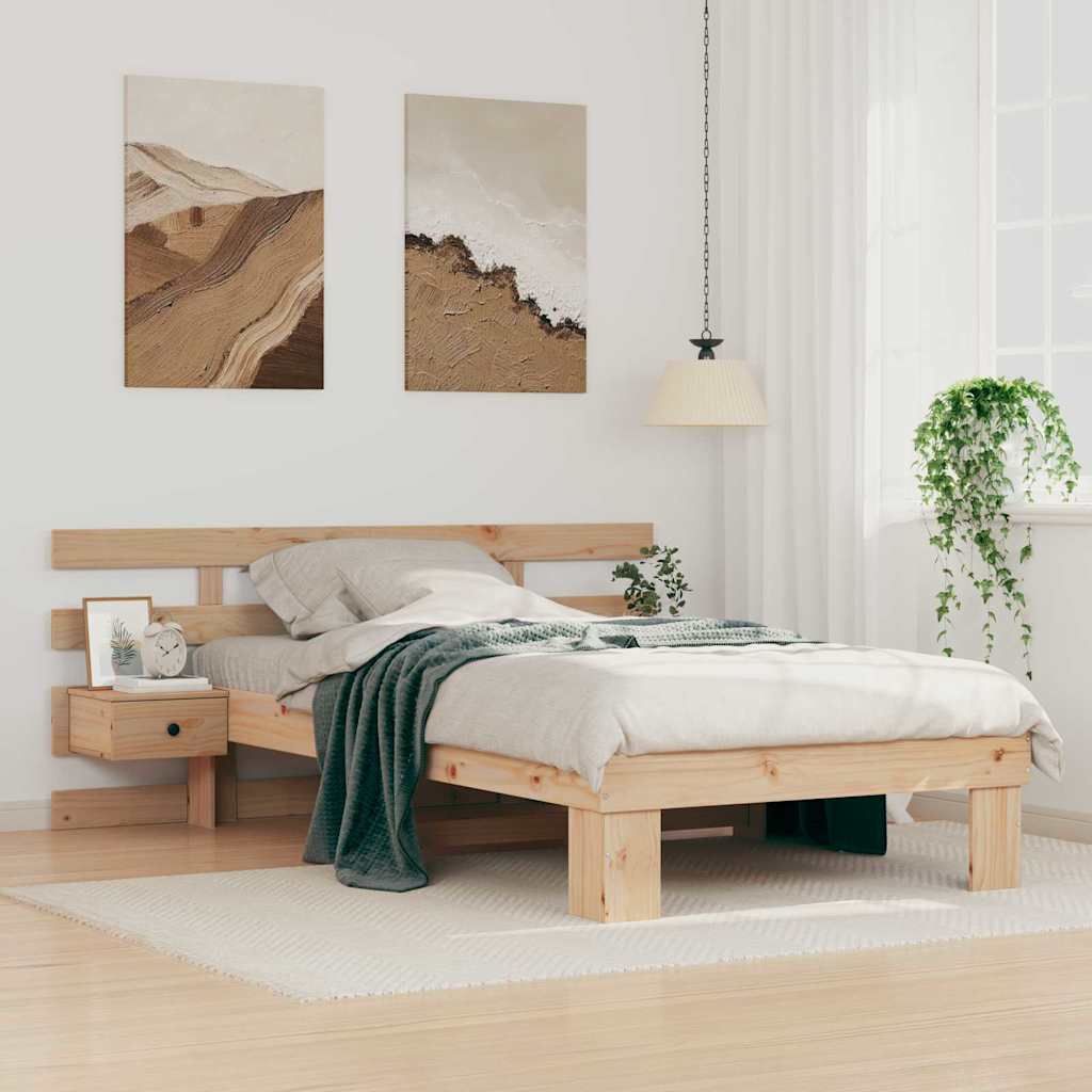 Rám Postele S Čelo Hnědá 75 X 190 Cm Masivní Borové Dřevo