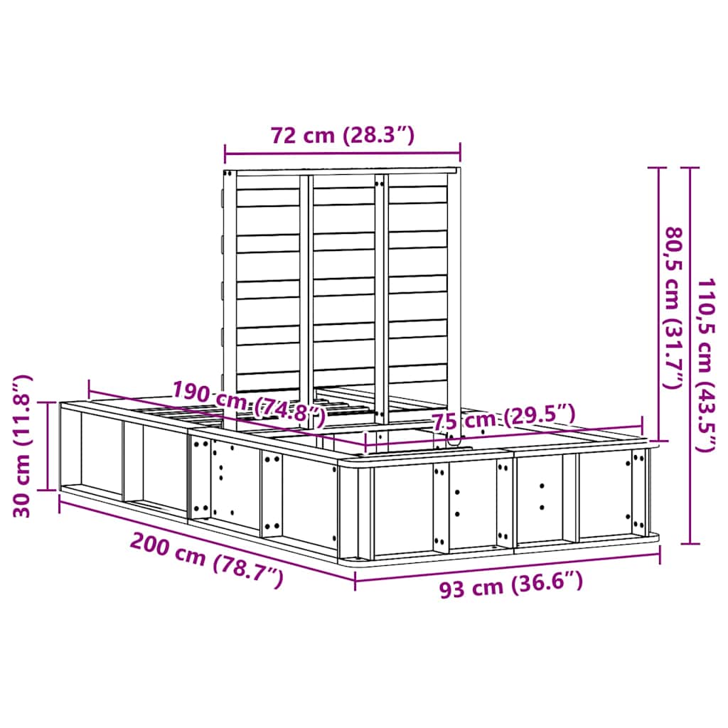 Rám Postele Voskově Hnědá 75 X 190 Cm Masivní Borové Dřevo