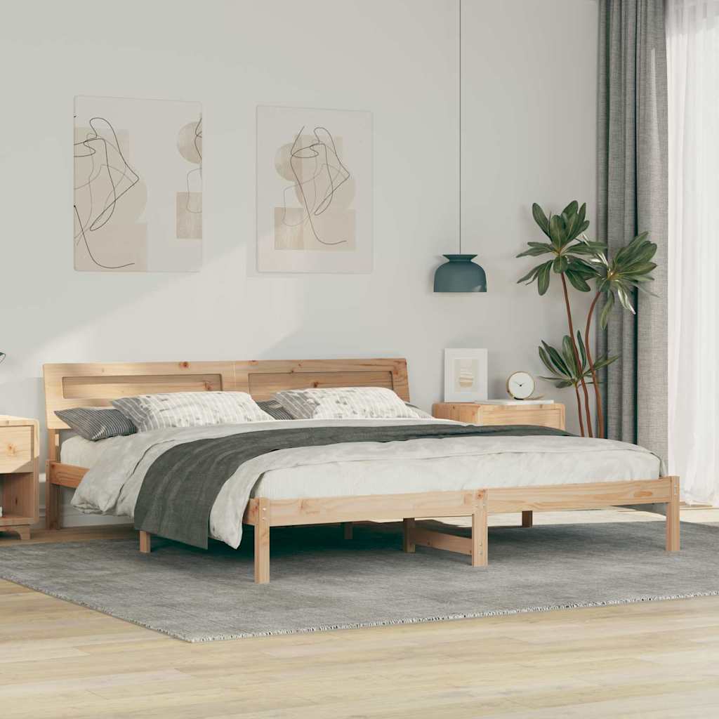 Rám Postele S Čelo Hnědá 180 X 200 Cm Masivní Borové Dřevo