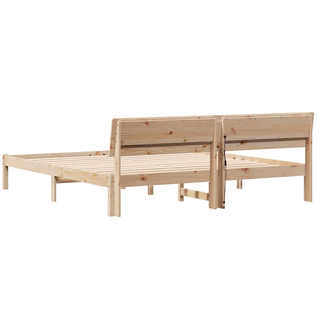 Rám Postele S Čelo Hnědá 180 X 200 Cm Masivní Borové Dřevo
