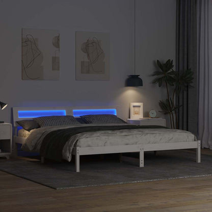 Rám Postele S Čelo Bílá 180 X 200 Cm Masivní Borové Dřevo