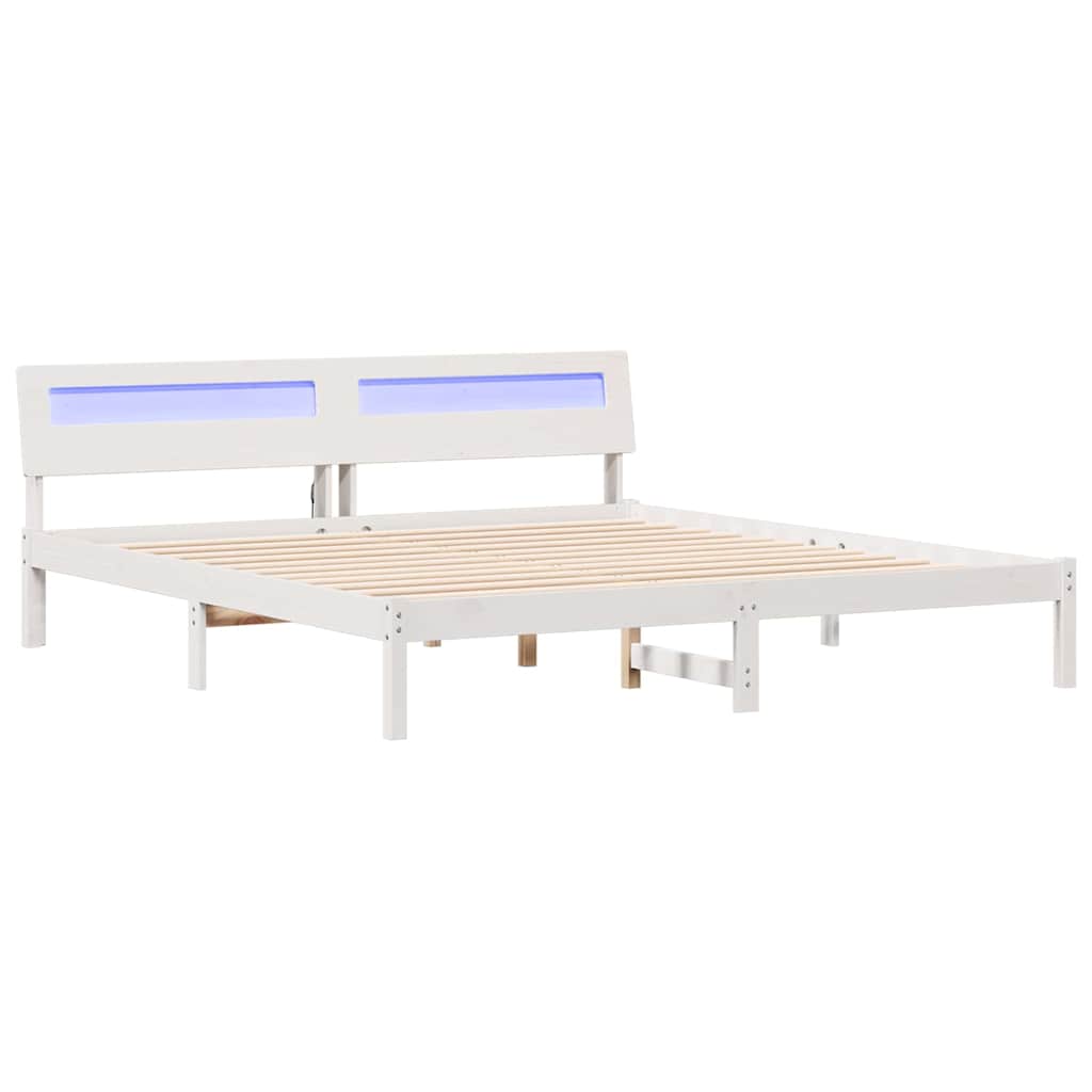Rám Postele S Čelo Bílá 180 X 200 Cm Masivní Borové Dřevo
