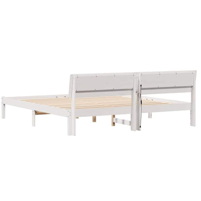 Rám Postele S Čelo Bílá 180 X 200 Cm Masivní Borové Dřevo