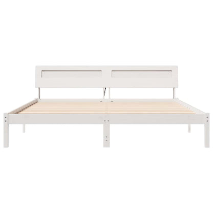 Rám Postele S Čelo Bílá 180 X 200 Cm Masivní Borové Dřevo
