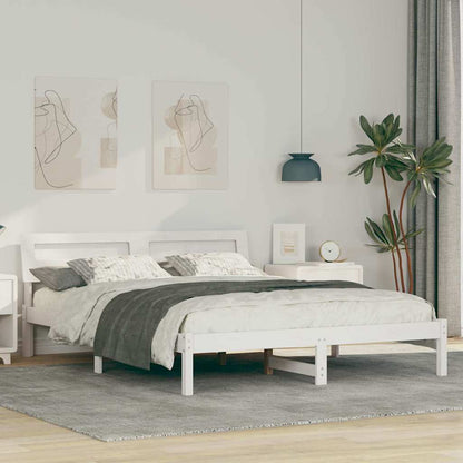 Rám Postele S Čelo Bílá 160 X 200 Cm Masivní Borové Dřevo