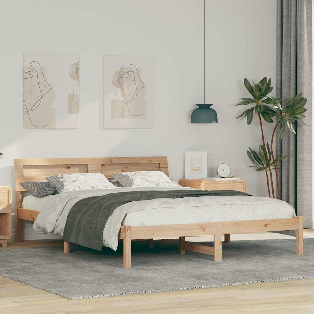 Rám Postele S Čelo Hnědá 140 X 200 Cm Masivní Borové Dřevo