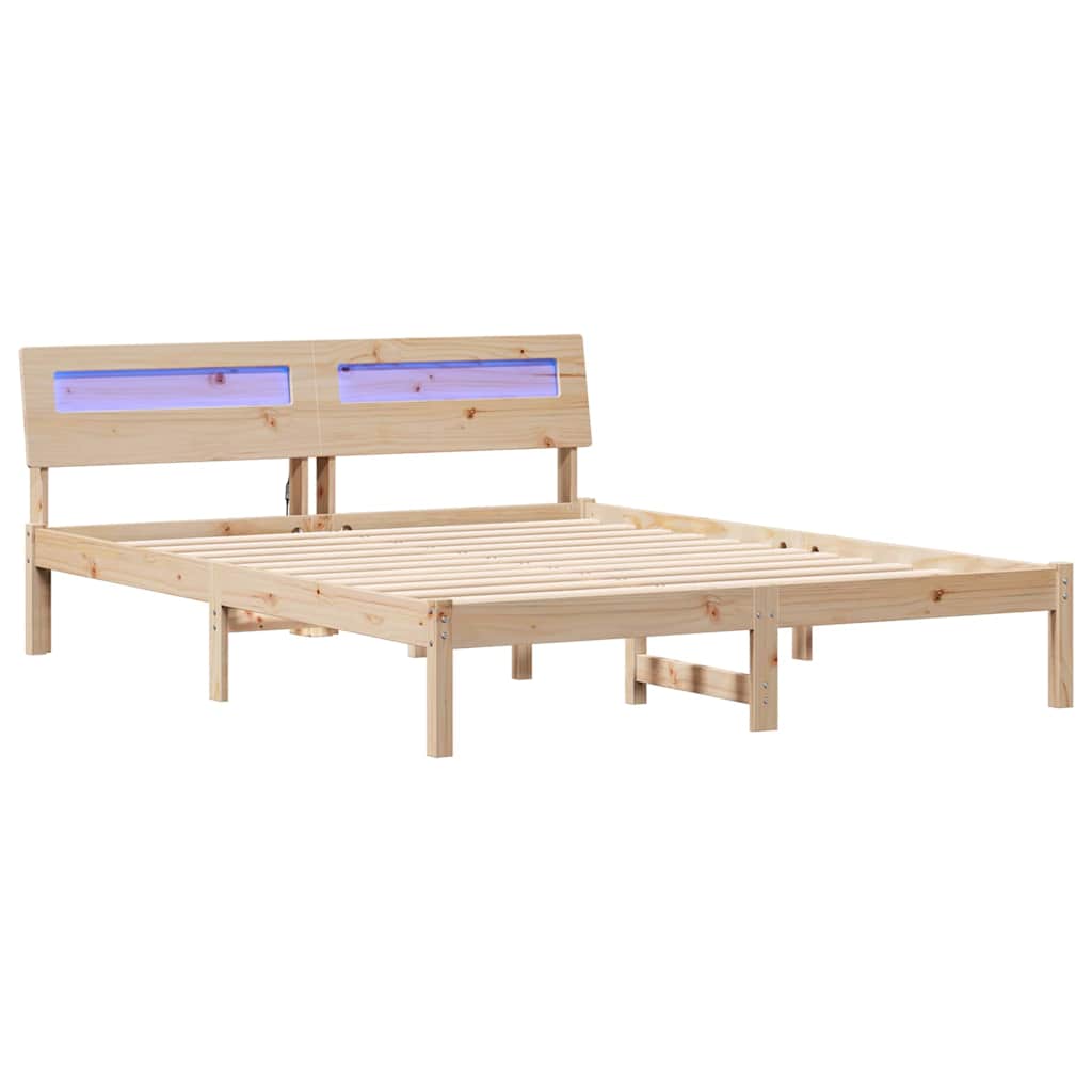 Rám Postele S Čelo Hnědá 140 X 200 Cm Masivní Borové Dřevo