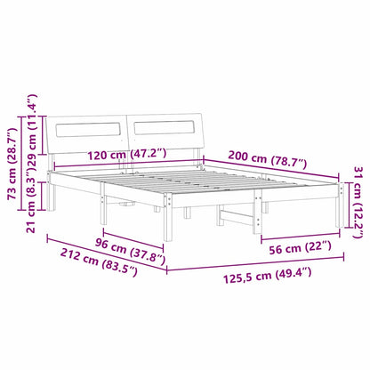 Rám Postele S Čelo Bílá 120 X 200 Cm Masivní Borové Dřevo